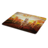 Paarden bij zonsondergang snijplank (Hoek)