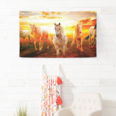Paarden bij zonsondergang spandoek (Insitu)
