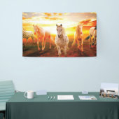 Paarden bij zonsondergang spandoek (Beurs)