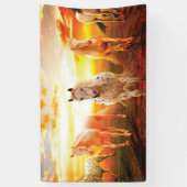Paarden bij zonsondergang spandoek (Verticaal)
