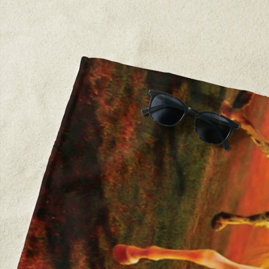 Paarden bij zonsondergang strandlaken (In situ)