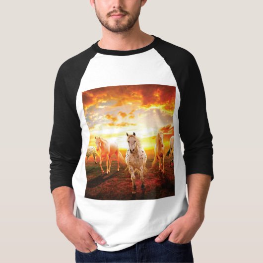 Paarden bij zonsondergang t-shirt (Voorkant)
