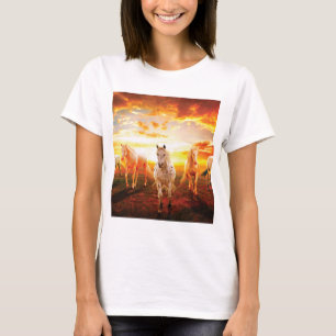 Paarden bij zonsondergang t-shirt