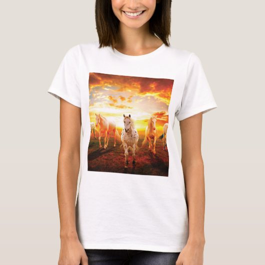 Paarden bij zonsondergang t-shirt (Voorkant)