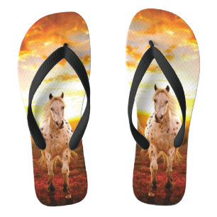 Paarden bij zonsondergang teenslippers