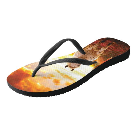 Paarden bij zonsondergang teenslippers (Schuin)