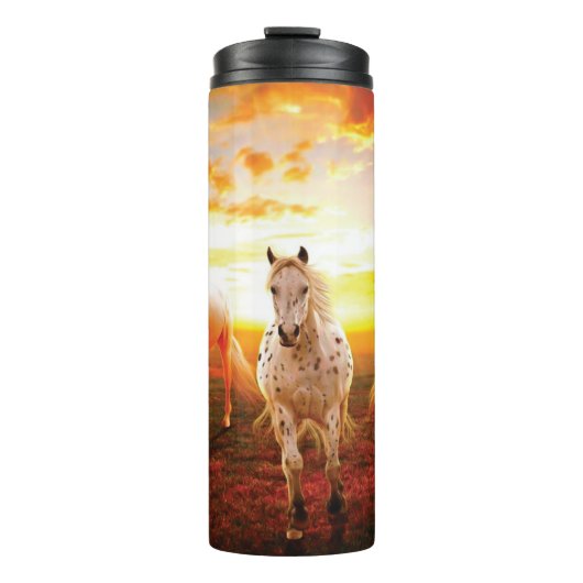 Paarden bij zonsondergang thermosbeker (Voorkant)