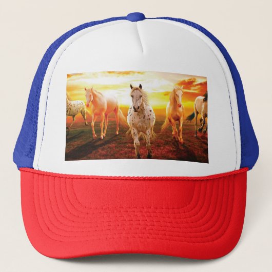 Paarden bij zonsondergang trucker pet (Voorkant)
