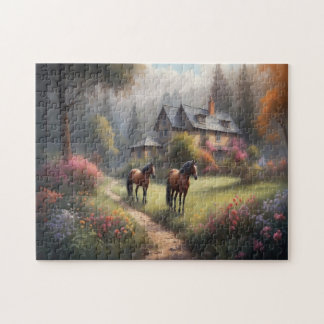 Paarden bij zonsopgang legpuzzel