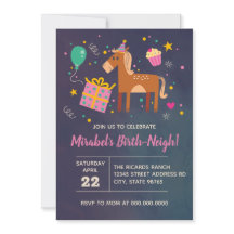 Paarden Birthday Birth-Neigh Invitation any age