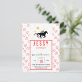 Paarden Birthday Invitations Coral Red Kaart (Staand voorkant)