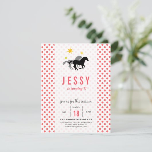 Paarden Birthday-uitnodigingen Kaart (Staand voorkant)