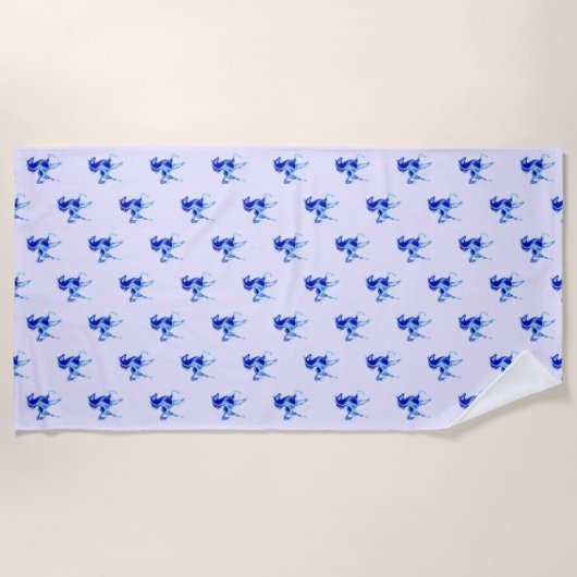 Paarden Blauw Strandlaken - Kies kleuren (Voorkant)