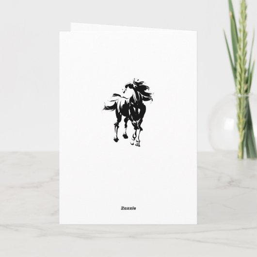 Paarden, bloemen en vlinders Happy Birthday Kaart (Achterkant)