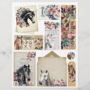 Paarden & Bloemen Ephemera voor Junk Journals