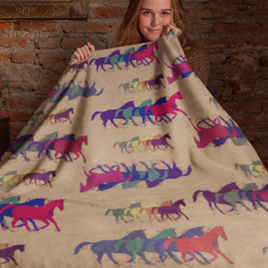 Paarden bruin fleece deken