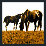 Paarden Bruin Geel Pop Art Vierkant Poster<br><div class="desc">Pop Art Horses Silhouetten - Sepia Toned Horse Silhouettes / Pop Art Horses - Boerderijdieren / Horses Comic Style Digital Pop Art Artwork - Pop Art Horse Digital Posters Prints</div>