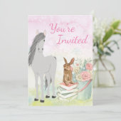 paarden, Bunny, Flowers en Books Birthday Kaart (Staand voorkant)