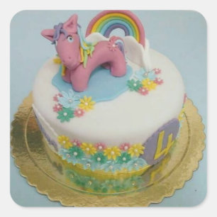 Paarden cake 1 vierkante sticker