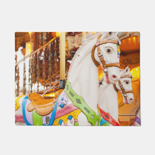 Paarden Carrousel kleur groene  deur Mat (Voorkant)