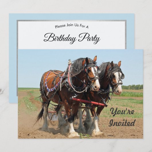 Paarden Clydesdale Farming Foto van Birthday Kaart (Voorkant / Achterkant)