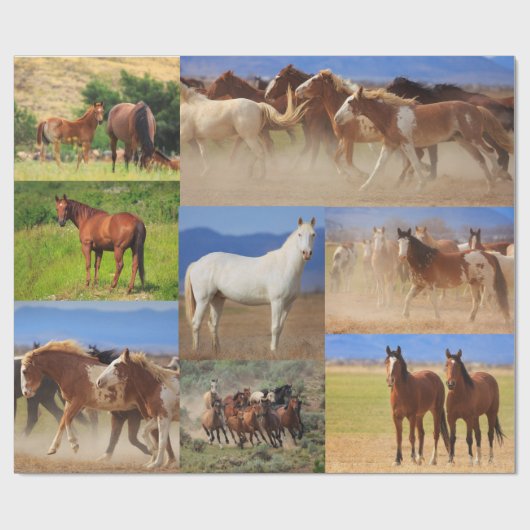 Paarden Collage Cadeaupapier (Vlak)