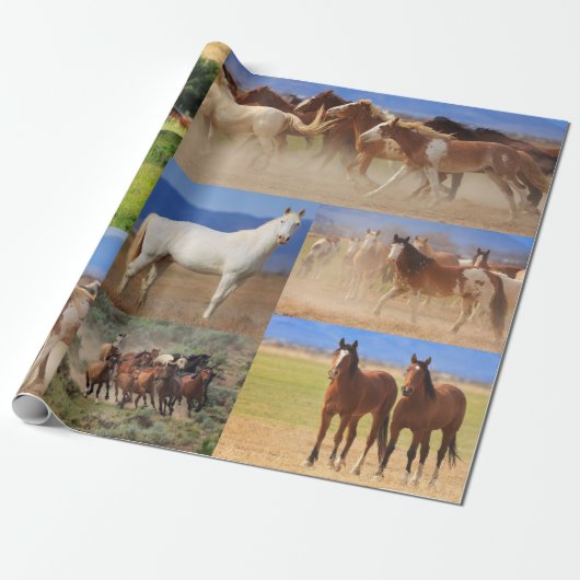 Paarden Collage Cadeaupapier (Uitgerold)