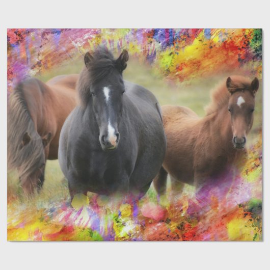 Paarden Colorful Cadeaupapier (Vlak)