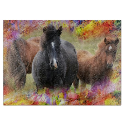 Paarden Colorful Snijplank (Voorkant)