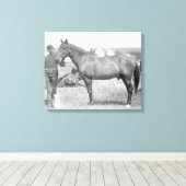 Paarden "Comanche" de enige overlevende van de Cus Canvas Afdruk (Insitu (Houten vloer))