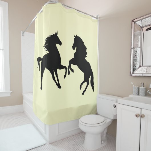 Paarden Couple Yellow Shower Curtain - Uw kleuren Douchegordijn (In situ)