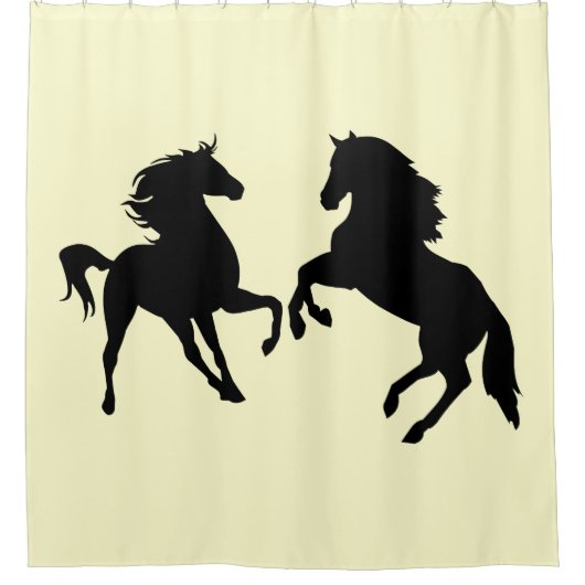 Paarden Couple Yellow Shower Curtain - Uw kleuren Douchegordijn (Voorkant)