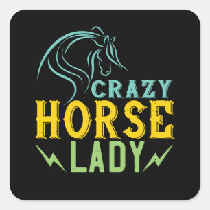 Paarden - Crazy Horse Lady Vierkante Sticker