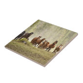 Paarden cresting kleine heuvel tijdens afronding tegeltje (Zijkant)