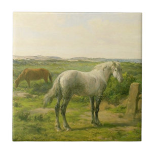 Paarden Dichtbij de Kust (door Rosa Bonheur) Tegeltje