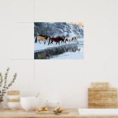Paarden die de Creek passeren Poster (Keuken)