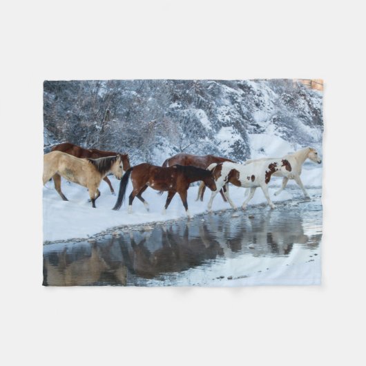 Paarden die de kreek oversteken fleece deken (Voorkant (Horizontaal))