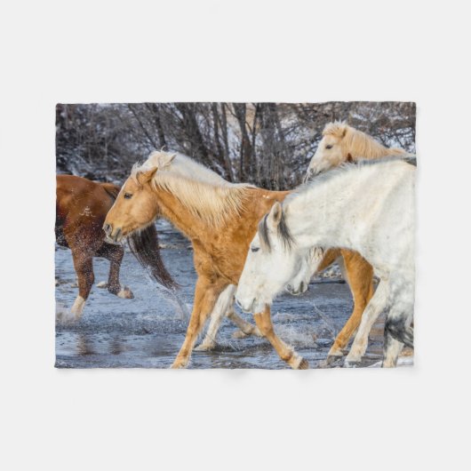 Paarden die de stroom oversteken fleece deken (Voorkant (Horizontaal))