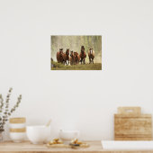 Paarden die een kleine heuvel vormen tijdens de af poster (Keuken)