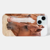 Paarden die elkaar in een wei besnuffelen Case-Mate iPhone case (Achterkant (horizontaal))