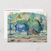 Paarden die grazen door Franz Marc,  Kunst Briefkaart (Voorkant / Achterkant)