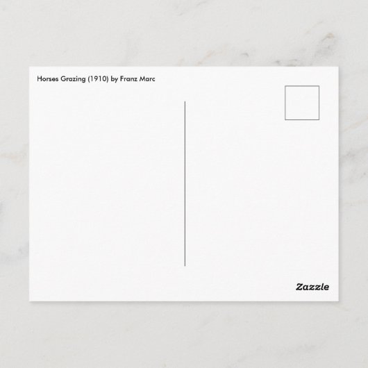 Paarden die grazen door Franz Marc,  Kunst Briefkaart (Achterkant)