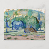 Paarden die grazen door Franz Marc,  Kunst Briefkaart (Voorkant)