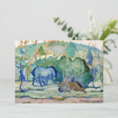 Paarden die grazen door Franz Marc,  Kunst Kaart (Staand voorkant)
