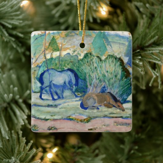 Paarden die grazen door Franz Marc,  Kunst Keramisch Ornament (Boom)