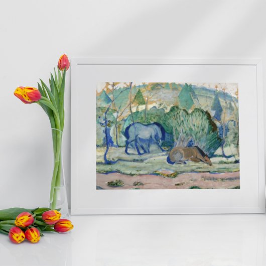 Paarden die grazen door Franz Marc,  Kunst Poster
