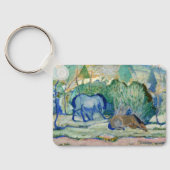 Paarden die grazen door Franz Marc, Kunst Sleutelhanger (Achterkant)