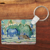 Paarden die grazen door Franz Marc, Kunst Sleutelhanger (Voorkant)
