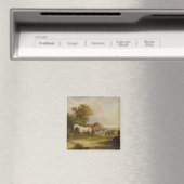 Paarden die grazen: een grijze steenvlek met Mares Magneet (Insitu (Vaatwasser))