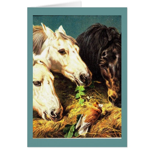 Paarden die hooi eten (Voorkant)